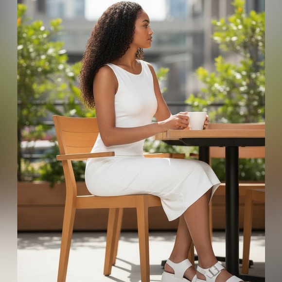 AKIRA White Sleeveless Midi Dress size large - Picture 3 of 10